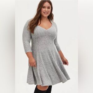 Torrid Grey V-Neck Knit Skater Dress - Size 1